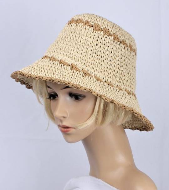 HEAD START  straw striped hat ivory/brown Style:HS/5017